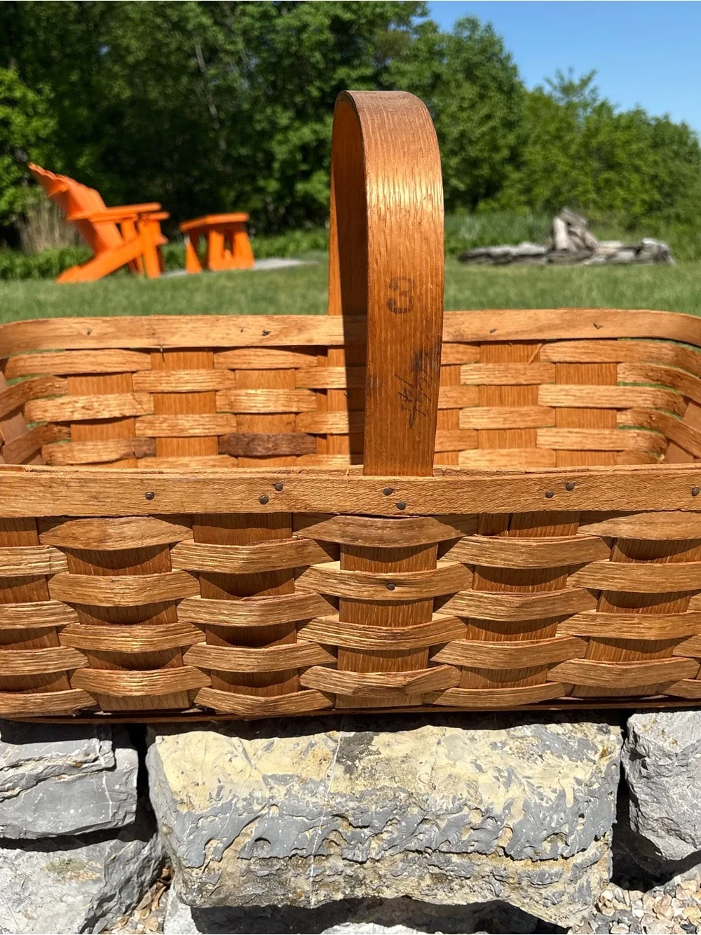 Classic Vintage Woven Wood Basket in Natural Brown